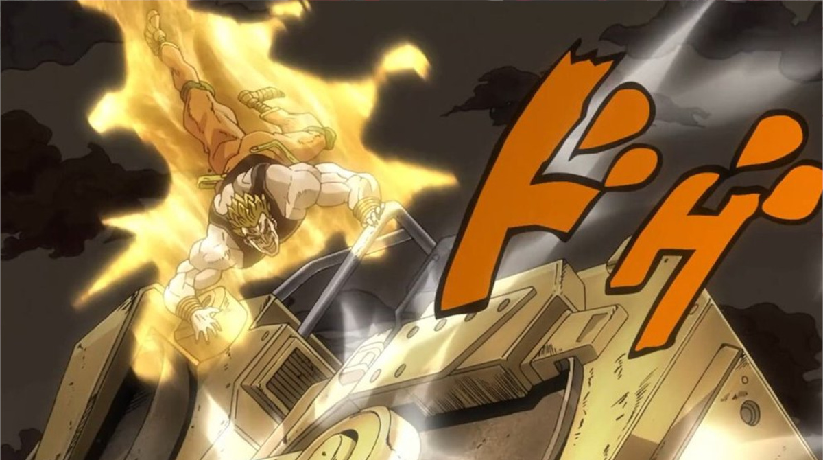 DIO｢時間止めたぞ！隙だらけのこの状態で有効な攻撃は…喉を掻き切るか？毒物飲ますか？せや…！｣